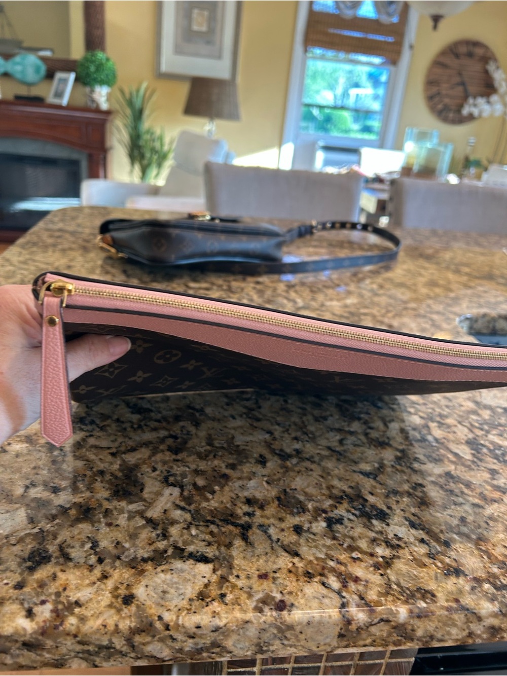 Louis Vuitton Monogram Canvas Pouch with Pink Trim - Picture 6 of 8